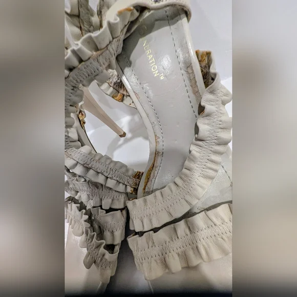 BCBGeneration Cream Ruffle Stiletto Heels - Picture 6 of 10